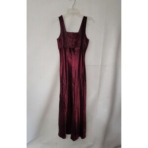 Be Smart Dress Womens 7/8 Wine Vintage Beaded Maxi Rayon Made In USA Formal
